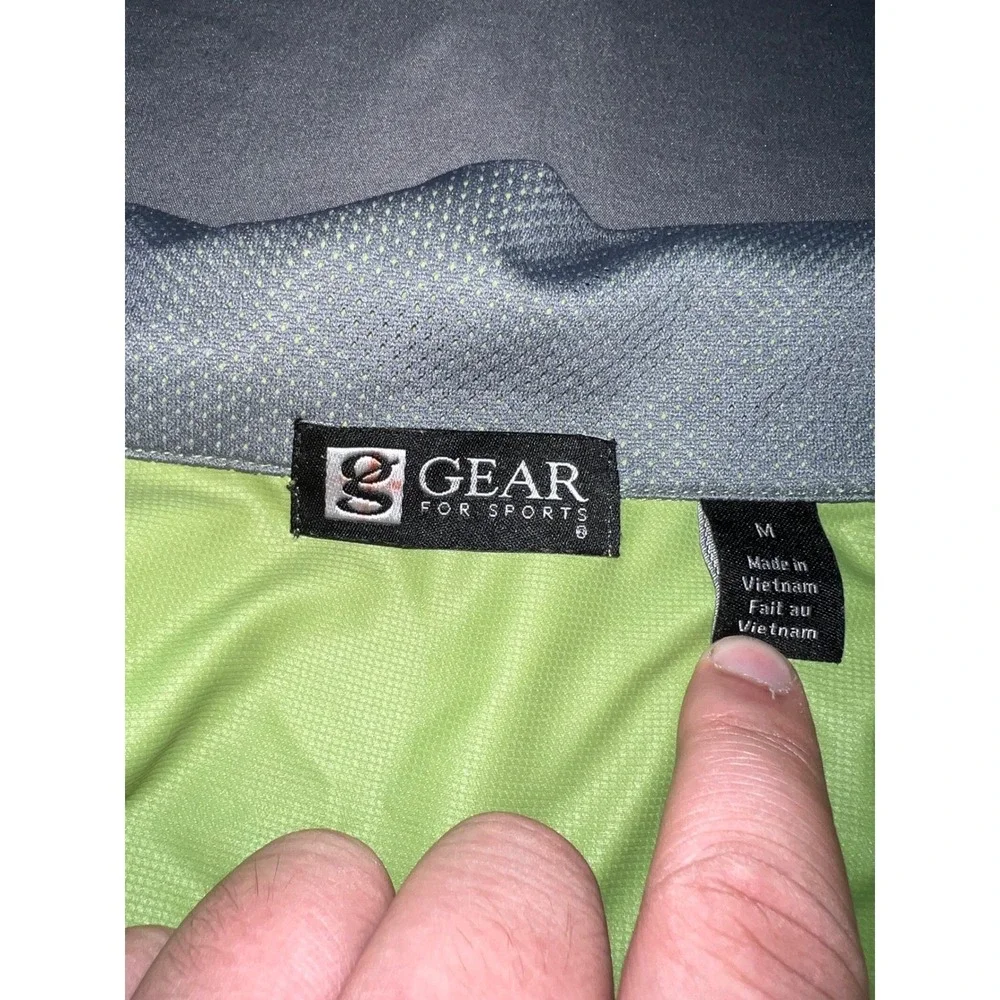 Gear For Sports Mens Zip Athletic Jacket Green Grey Reflective Running Size M